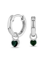 beautiful silver cubic zirconia heart May birthstone baby earrings